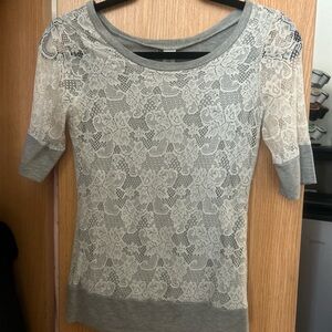 Elegant Gray Lace Women Top